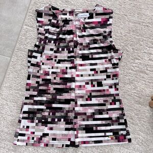 *LIKE NEW* Calvin Klein Women's Geometric Print Shell Top Career Blouse - PM